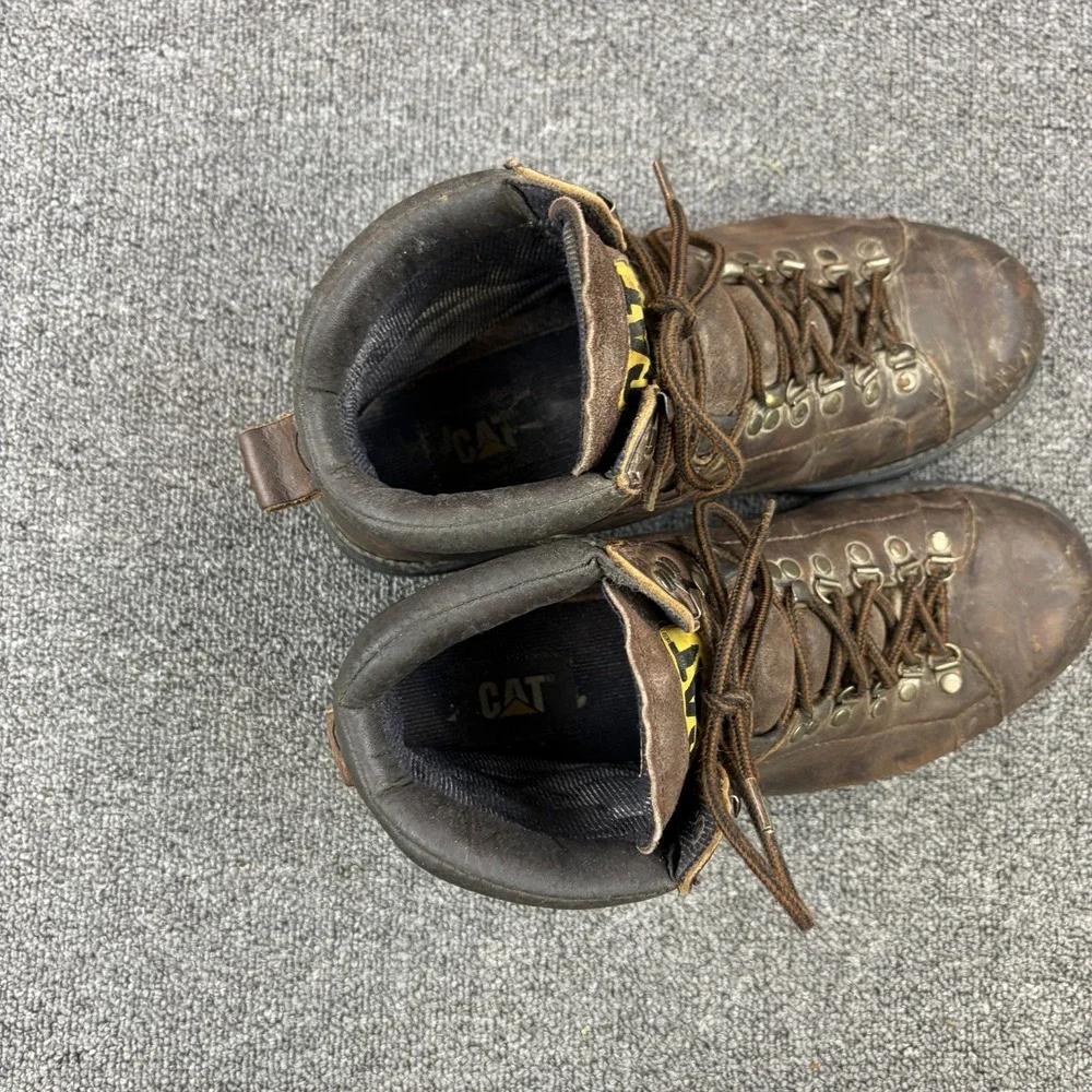 CATERPILLAR Work Boots Men's Sz US 13 M Safety Oil Water Resistant Brown Leather